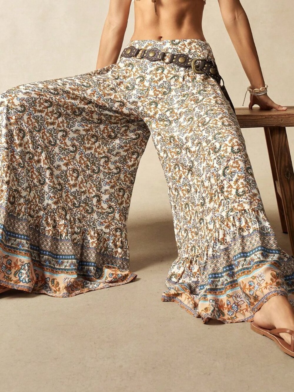 Multicolor Boho Women's Plus Size Casual Pants